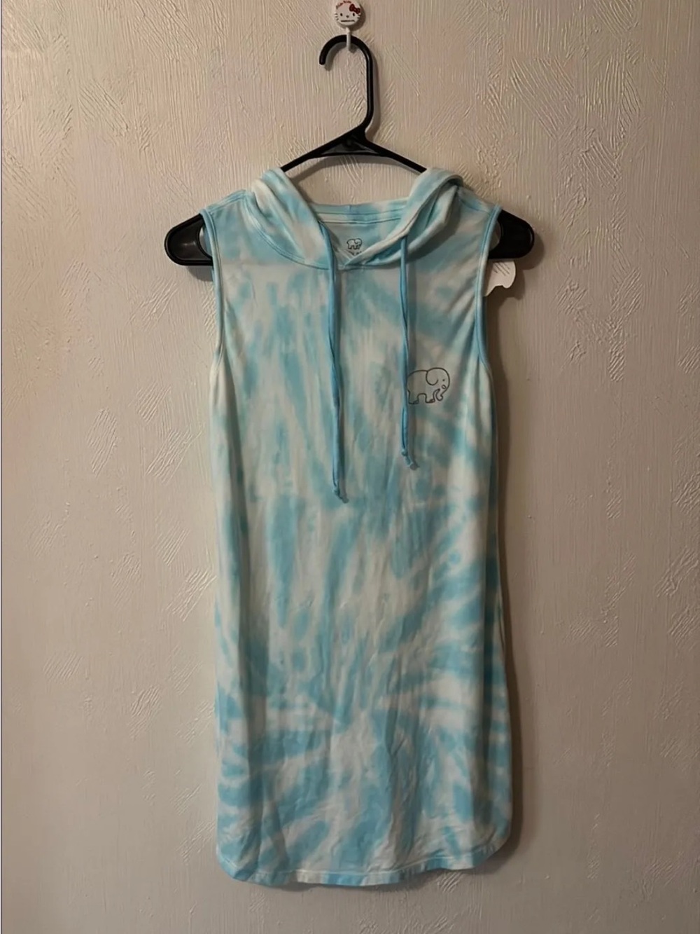 Ivory Ella Blue Tie-Dye Sleeveless Hoodie Dress